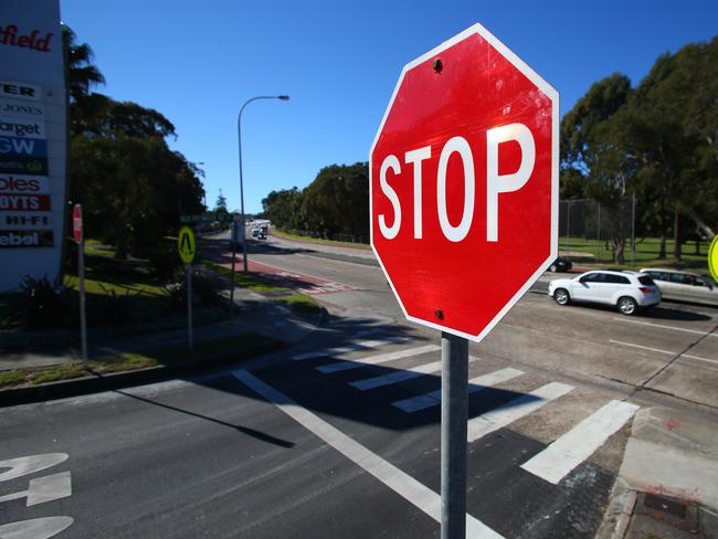 Stops signs installed at the corner. Picture: Phil Rogers.