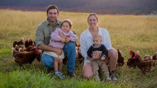 Tom and Joscelin McMillan with their children Amahli and Koa are helping meeting the growing demand for local eggs.