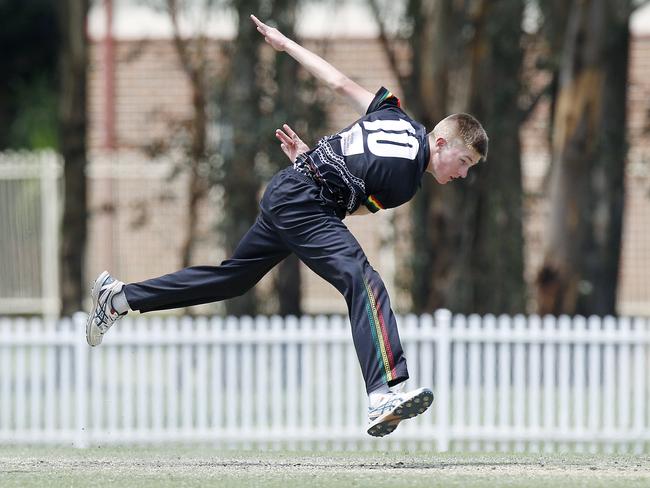 Jayden Brasier bowling for Penrith. Picture: John Appleyard