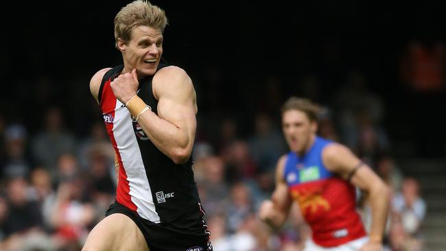 Nick Riewoldt was simply unstoppable against Brisbane in Round 23. Picture: Colleen Petch