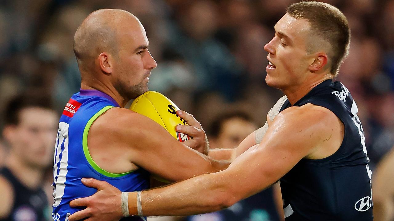 Ben Cunnington was subbed out after an uncharacteristically quiet game against the Blues. Picture: Dylan Burns / Getty Images