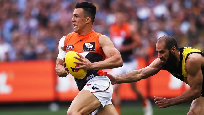 Dylan Shiel on the run during the preliminary final against Richmond. Picture: Phil Hillyard