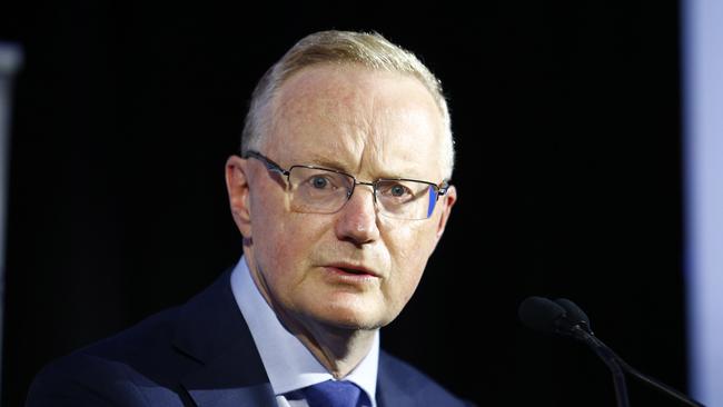 RBA governor Philip Lowe speaks during the Economic Society of Australia lunch held in Brisbane. Picture: NCA NewsWire / Tertius Pickard