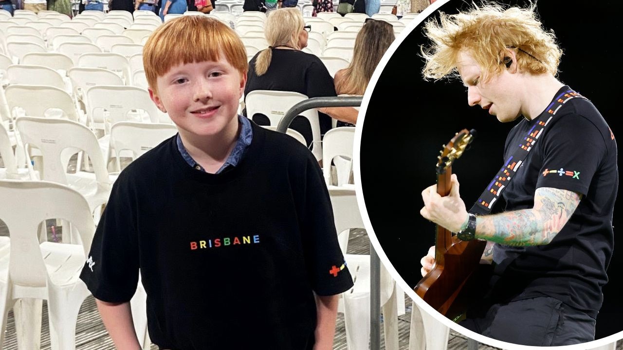 Ed Sheeran Brisbane concert Young fan snags singer’s shirt and guitar