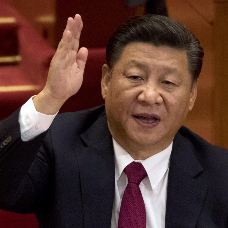 Chinese President Xi Jinping during the closing ceremony for the 19th Party Congress at the Great Hall of the People in Beijing in 2017. Picture: AP Photo/Ng Han Guan.