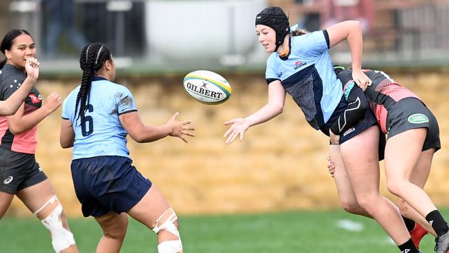 Action in the NSW Blue U16 v NSW GREY U16 match