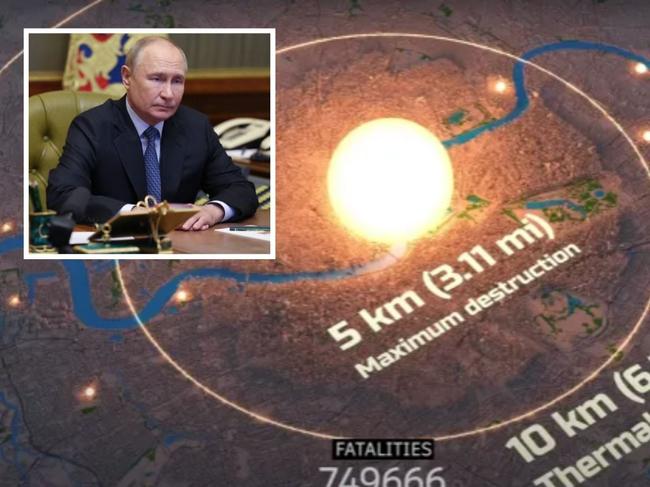 Russian propaganda TV outlet Tsargrad showed a nuclear blast against London. Picture: East2West