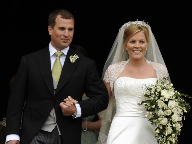 Peter Phillips with Autumn Kelly on their wedding day in 2008. They split in 2020. Picture: AFP