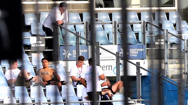 Sharks players and staff still partying at 7.30am following their NRL grand final win. Picture: Stephen Cooper