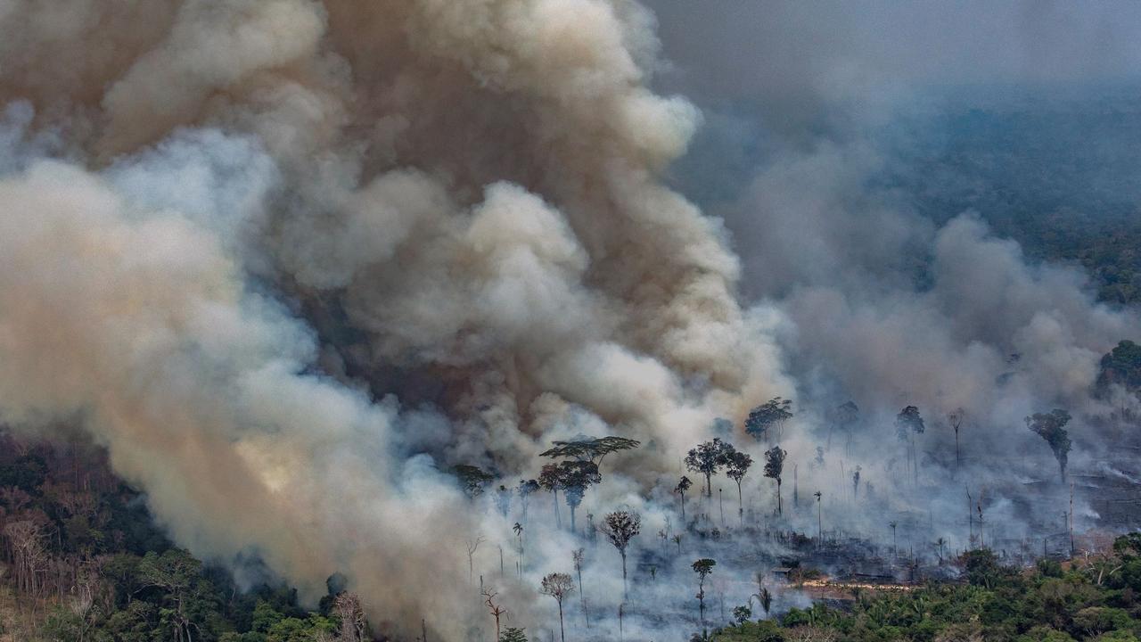 This photo released by Greenpeace shows smoke billowing from forest fires in Brazil. Picture: AFP