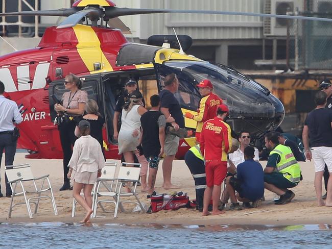 The scene after the devastating crash between two Seaworld Helicopters. Picture Glenn Hampson