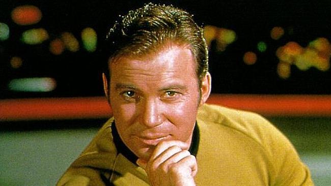 Actor William Shatner as Captain James T Kirk in scene from TV program 'Star Trek'.