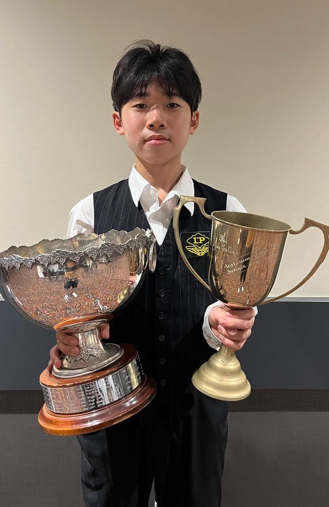 Darwin's Jason Yu has won his second consecutive Australian National Junior Snooker Championship Title. Picture: Joshua Yu.