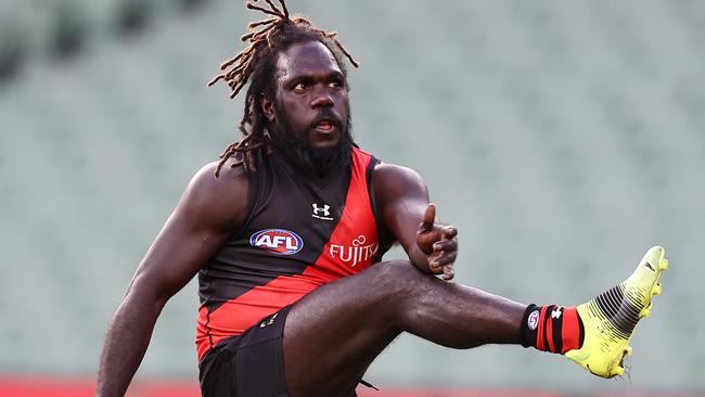 Anthony McDonald-Tipungwuti is back on the training track and in a positive head space. Picture: Michael Klein