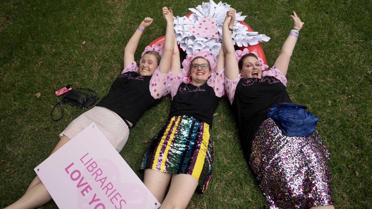 Sequins and bright colours dominated the park as marchers prepared to take to the street. Picture: NCA NewsWire / Jeremy Piper