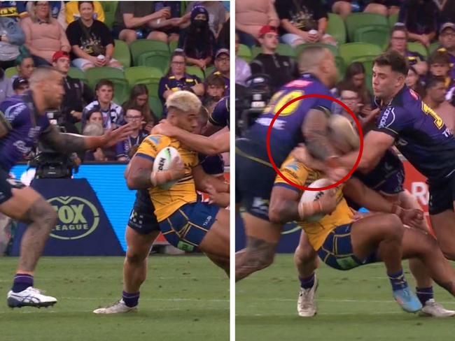 How did Nelson Asofa-Solomona just get a fine for this? Photo: Fox Sports