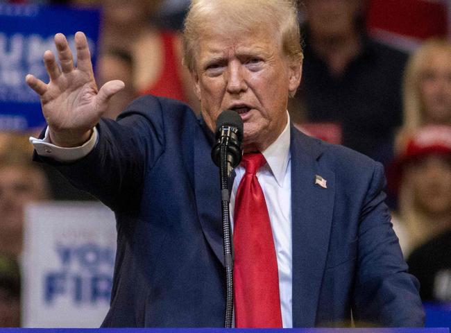 Mr Trump speaking at a rally in Montana last week. Picture: Natalie Behring/AFP