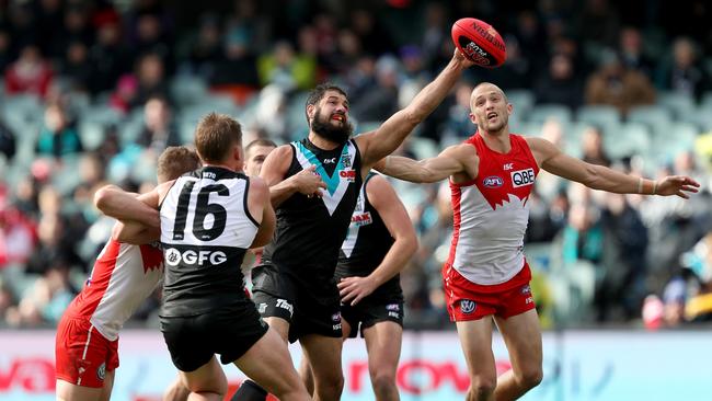 Paddy Ryder excelled in the wet on Saturday. Picture: James Elsby/AFL Photos via Getty Images