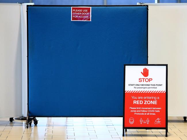 The red zone at Brisbane Airport. Picture: David Clark