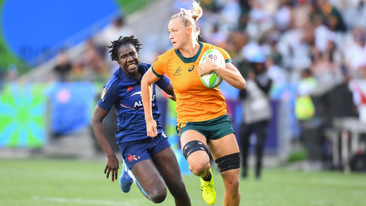 Australia finished fourth at the Cape Town sevens despite another big performance from Maddison Levi. Picture: Rodger Bosch / AFP