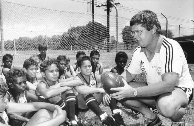 As the Northern Territory director of coaching Peter Atkinson at the national primary schools football carnival in 1988.