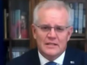 Screen grabs of Prime Minister Scott Morrison at his address at the Lowy Institute on the situation in Ukraine, how it affects the Indo-Pacific and what Australia is doing in response. SOURCE:Youtube/Lowy Institute