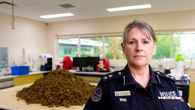 Northern Territory Police have charged three men following the seizure of approximately 132kg of cannabis. Drug and Organised Crime Detective Superintendent Kerry Hoskins made the announcement. Photograph: Che Chorley