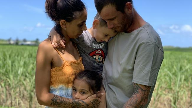 The Stubbs family together at Erakala on December 22, 2022 after their house on 6 Annmore St in Andergrove burned down on December 19, 2022. Picture: Duncan Evans