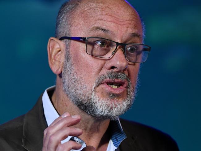 Chief Climate Councillor Professor Tim Flannery speaks to the media at Sydney Aquarium in Sydney, Tuesday, September 17, 2019. (AAP Image/Joel Carrett) NO ARCHIVING