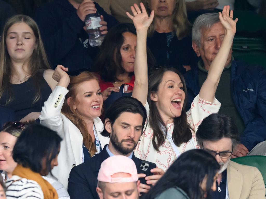 Isla is glowing as she watches the match. (Photo by Karwai Tang/WireImage)