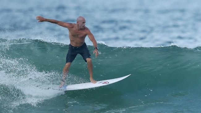 Snapper Rocks, site of the Quiksilver and Roxy Pro surfing event for 2015. Kelly Slater gets in some practise before the event gets underway. Picture: Scott Fletcher