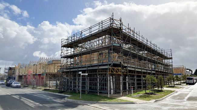 Townhouse construction continues at The Bottleworks residential development in Geelong. An apartment project will follow on in a heritage-listed industrial building in the centre of the Fitzroy St property.