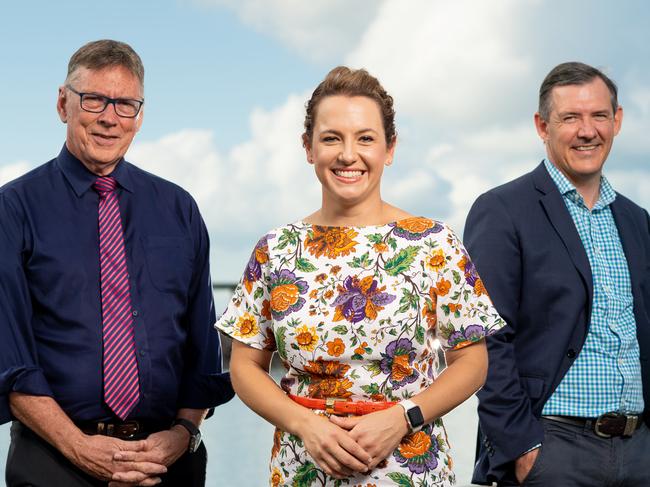 The leaders: Territory Alliance leader Terry Mills (left), CLP Leader Lia Finocchiaro and Chief Minister Michael Gunner. Picture: Che Chorley