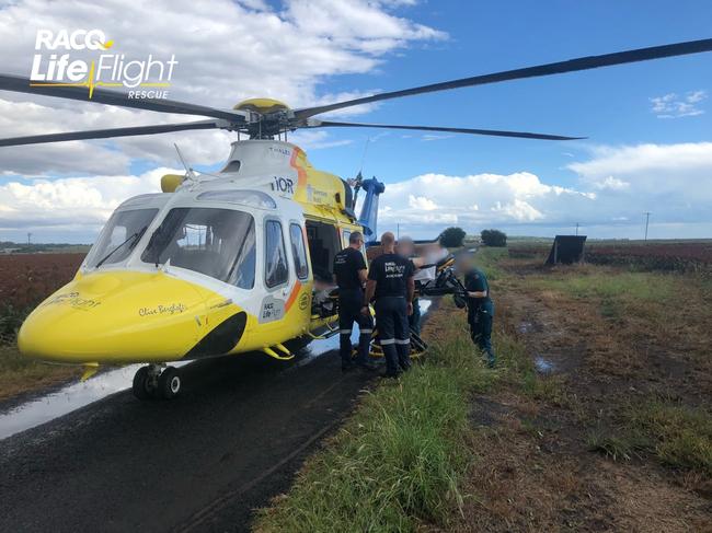 Man airlifted to hospital after farm incident. Photo/RACQ Lifeflight