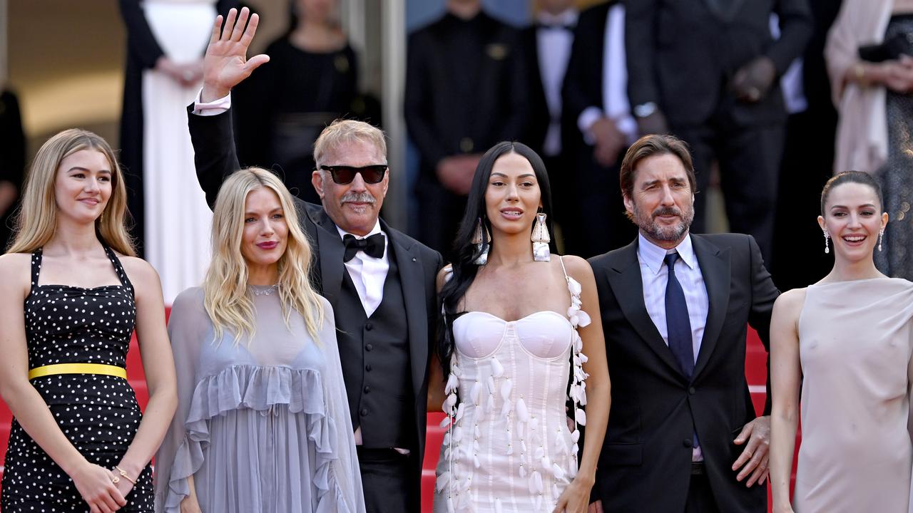 Wilson and his co-stars at the Cannes Film Festival (from left to right): Georgia MacPhail, Sienna Miller, Kevin Costner, Wasé Chief and Ella Hunt. Picture: Gareth Cattermole/Getty Images