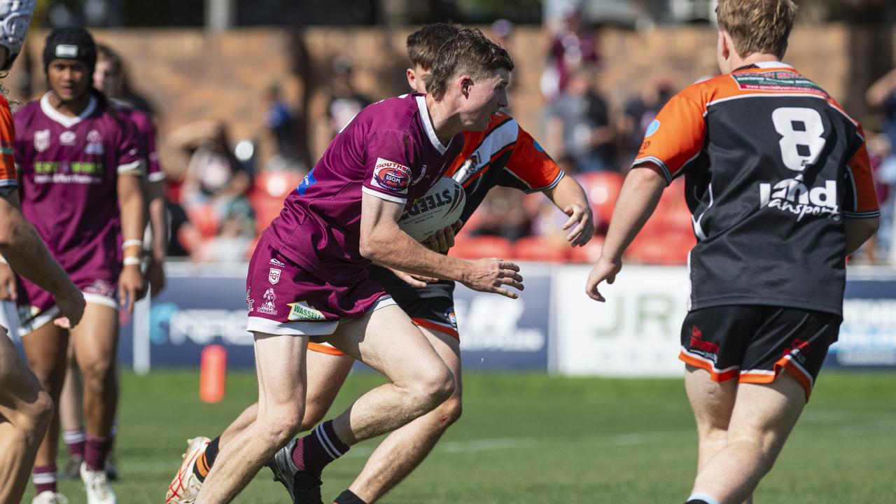 Tom Brownhall of Dalby against Southern Suburbs in TRL U19 grand final rugby league at Toowoomba Sports Ground, Saturday, September 14, 2024. Picture: Kevin Farmer