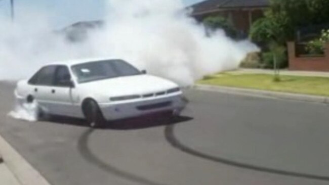 YouTube footage of a car doing burnouts on a suburban Melbourne street in 2009.