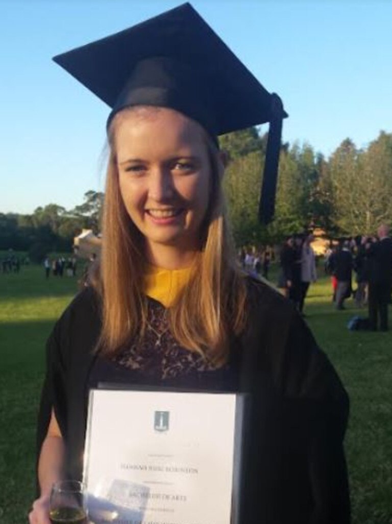 Hannah graduated from her law degree with first class honours and a bright future ahead of her. Picture: Supplied