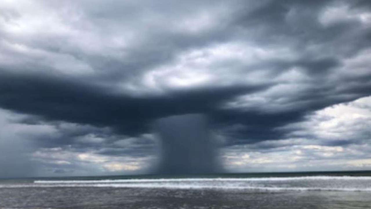 A picture of a storm over Ocean Grove main beach on the Bellarine Peninsula on Wednesday. Photo: Instagram.