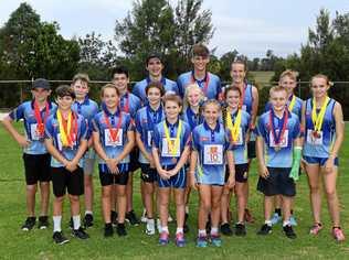 Gympie Athletics State Championship group include Levi Bourke, Ariel Bunter, Liam Bunter, Tayah Ellwoord, Ashton Fischer, Axle Fischer, Cooper Laycock, Trinity Maher, Declan McCabe, Georgina McCabe, Jorja McIntyre, Rhianna McIntyre, Blake Mullaly, Tamara Mullaly, Saul Roberts, Aiden Warner. Picture: Troy Jegers