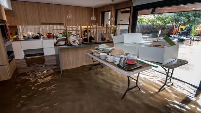 The G’Agostinos’ flooded home was only recently built. Picture: Tony Gough