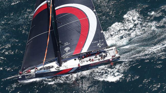 Scallywag at the start of the 2018 Sydney to Hobart yacht race. Pic: Brett Costello