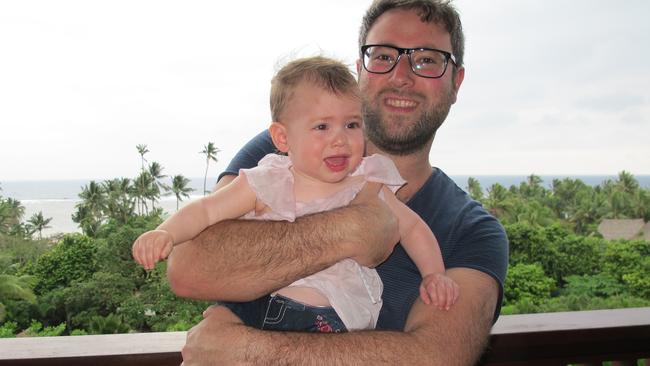 Darren Levin with his daughter, who really didn’t want to be his friend in those early years. Picture: supplied