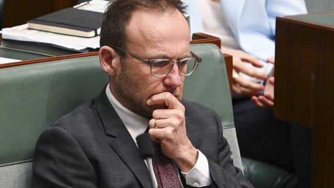 Leader of the Australian Greens Adam Bandt during Question Time at Parliament House in Canberra. Picture: NewsWire / Martin Ollman