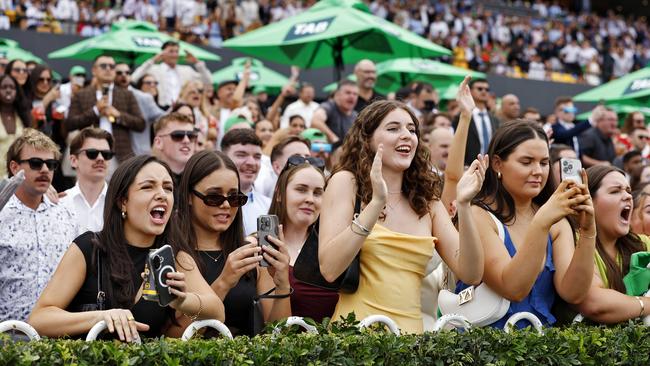 Racegoers at the Golden Slipper race day at Rosehill Racecourse this year. Picture: Sam Ruttyn