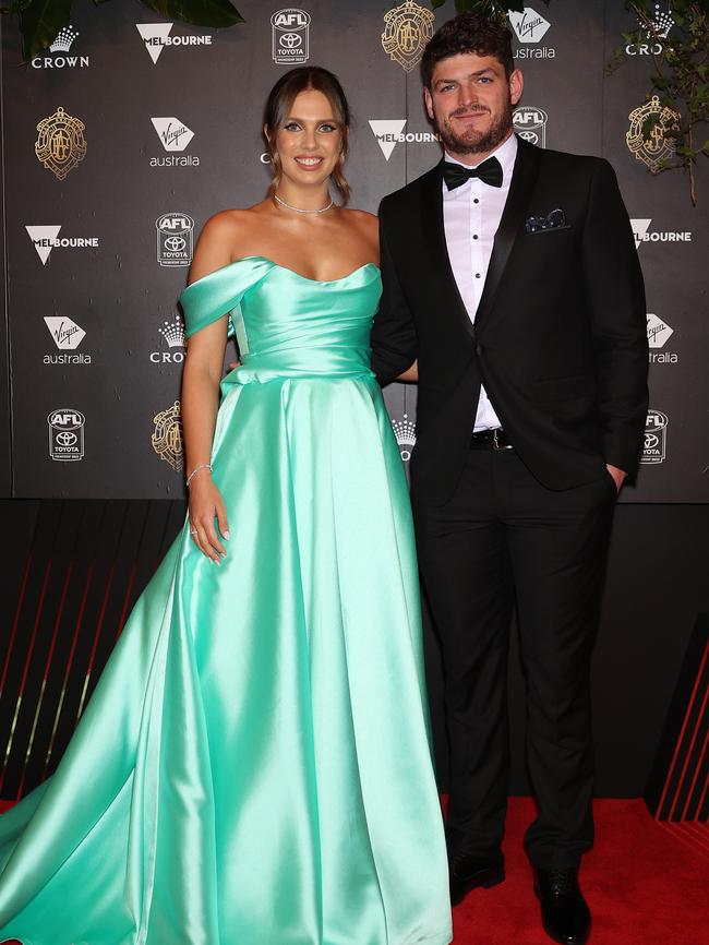 Angus Brayshaw and Danielle Frawley at the Brownlow Medal count last year. Picture: Mark Stewart