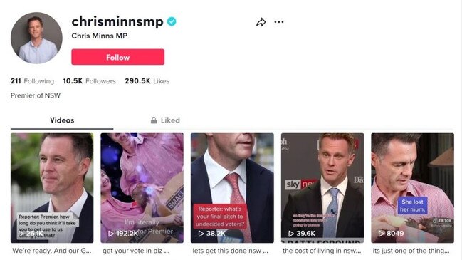 NSW Premier Chris Minns has deleted his Tik Tok account. Picture: Tik Tok