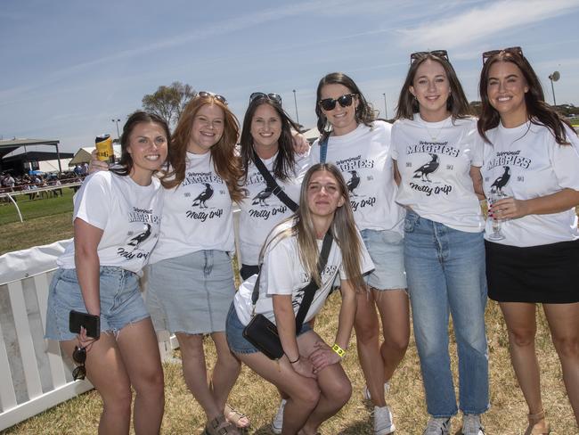 Chelsea Newey, Jess Petrolo, Cassie Morris, Anna Thomson, Grace Kelly, Chloe Ryan, Chelsea Oâ&#128;&#153;Day 2024 Manangatang Cup. Picture: Noel Fisher