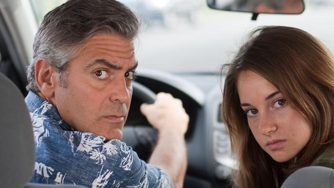 Actors George Clooney and Shailene Woodley in a scene from 2011 film 'The Descendants'. The film was nominated, 15/12/2011 for a Screen Actors Guild award for best ensemble cast. The 18th annual SAG Awards will be presented 29/01/2012.