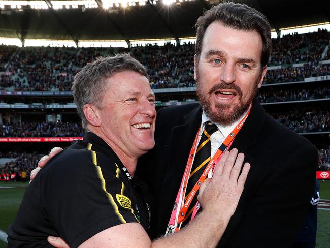 Tigers coach Damien Hardwick and chief executive Brendon Gale after last week’s Grand Final. Picture: AFL Photos